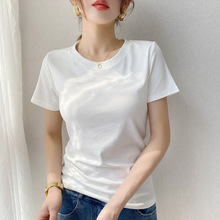 夏季短袖t恤女2024新款小众设计感修身显瘦韩系chic别致正肩上衣