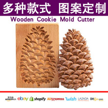 跨境Cookie Mold Cutter榉木曲奇脆饼木质饼干模具biscuit mold花