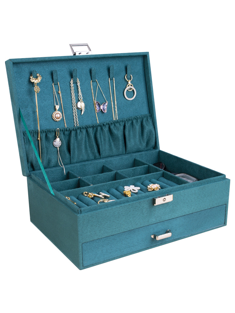 Multi-Layer Flannel Jewelry Box Drawer Storage Box Ring Earrings Jewelry Box with Lock Storage Jewelry Box