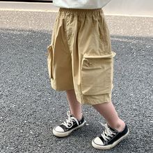 韩版男童棉工装短裤2024夏季新款儿童休闲裤薄款小童洋气五分裤