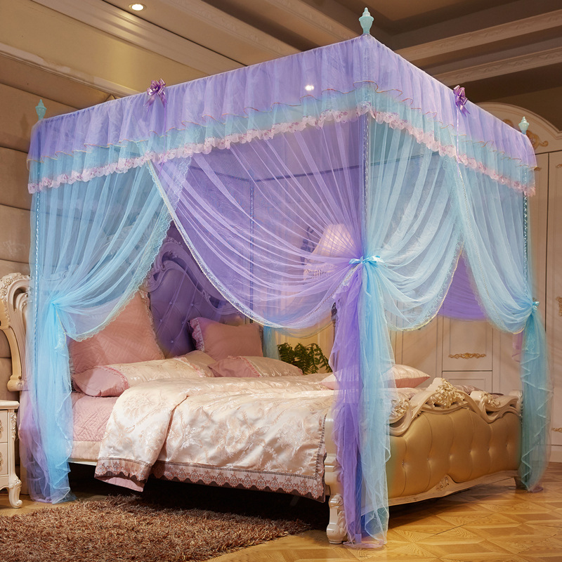 Summer Princess-Style Floor Mosquito Net Three-Door Encryption Reinforcement Bed Curtain Single Double Children's Beds Mosquito Nets Gauze Tent