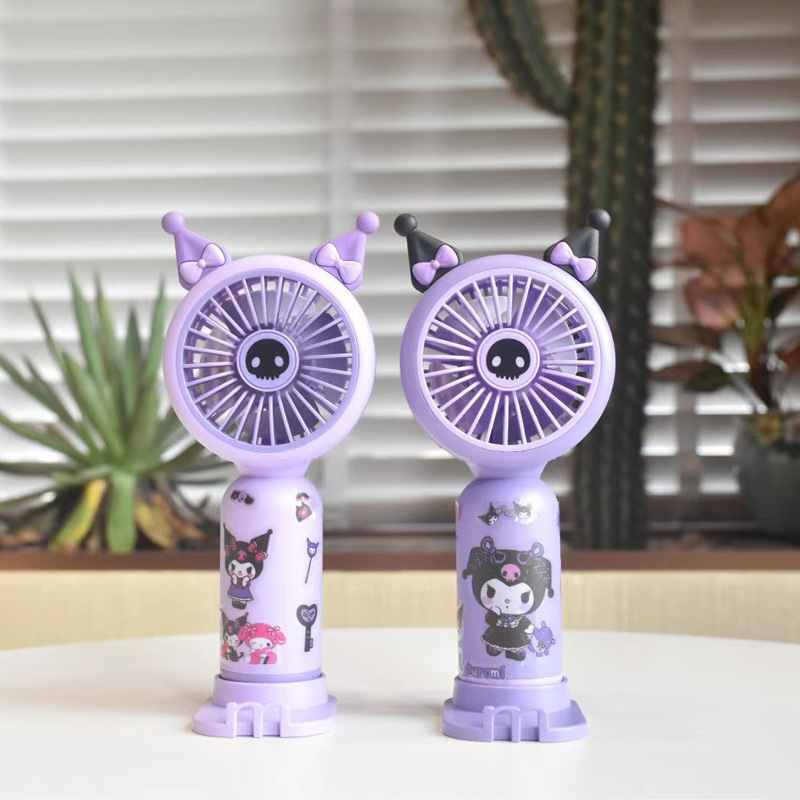 2024 New Cartoon Small Handheld Fan USB Charging with Base Summer Outdoor Cooling Fan Gift Cross-Border