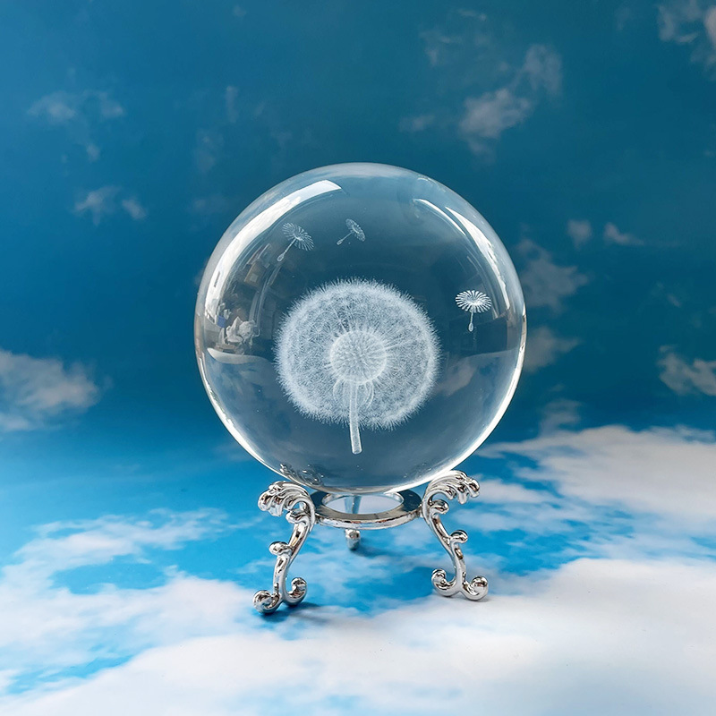 蒲公英水晶球创意礼物植物标本水晶球摆件生日礼物女孩送朋友同学