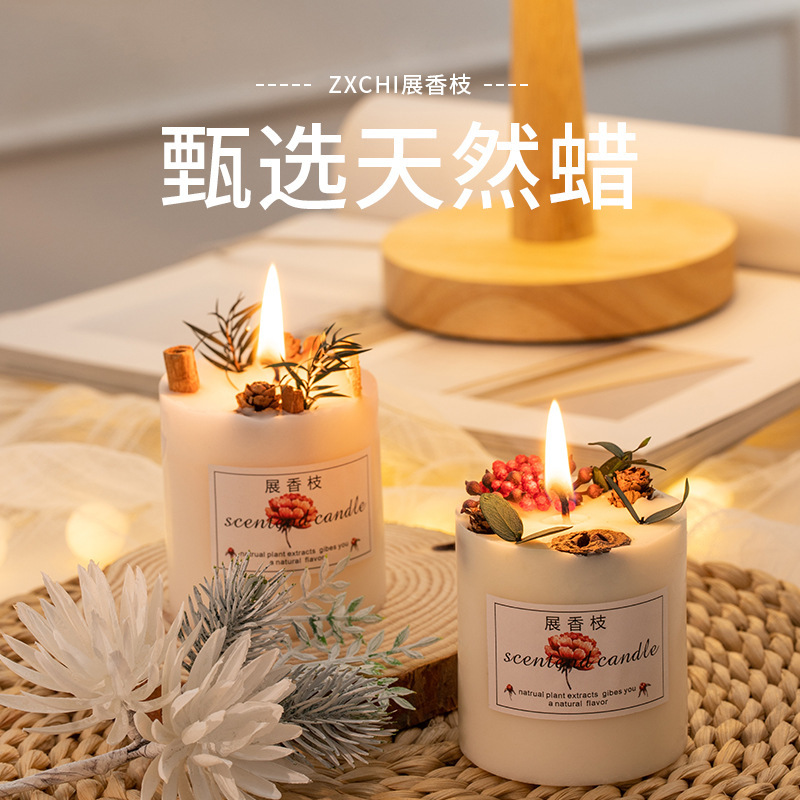 香薰大豆蜡批发家用室内熏香氛围感蜡烛创意摆件伴手礼物森系火焰