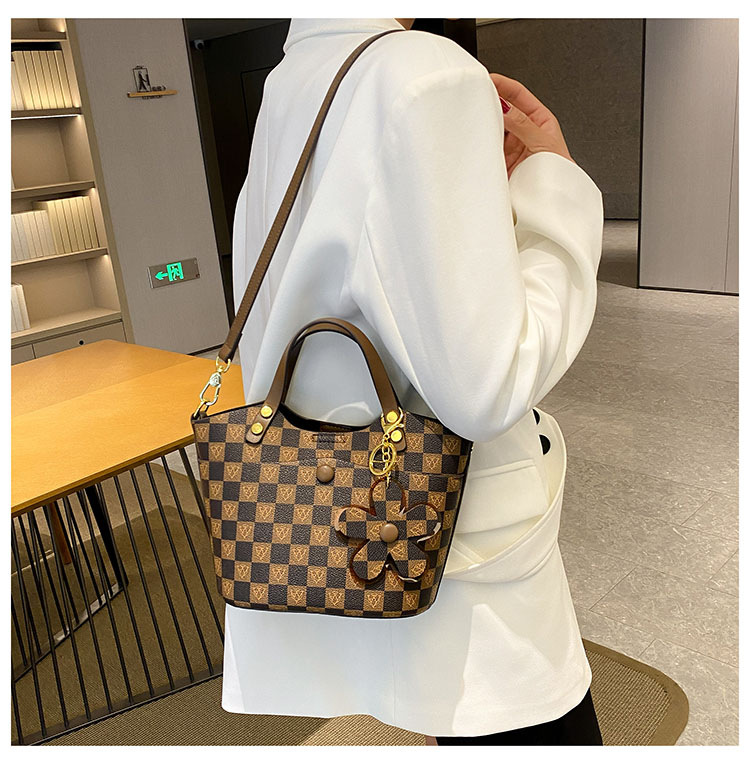 Fashion Tote Women's Bag New Floral Exquisite High-Grade Four-Way Service Shoulder Crossbody Large-Capacity Bucket Bag