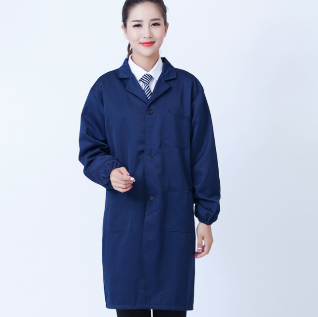 全工艺涤棉厚纱卡工作服蓝大褂食品车间长袖工装