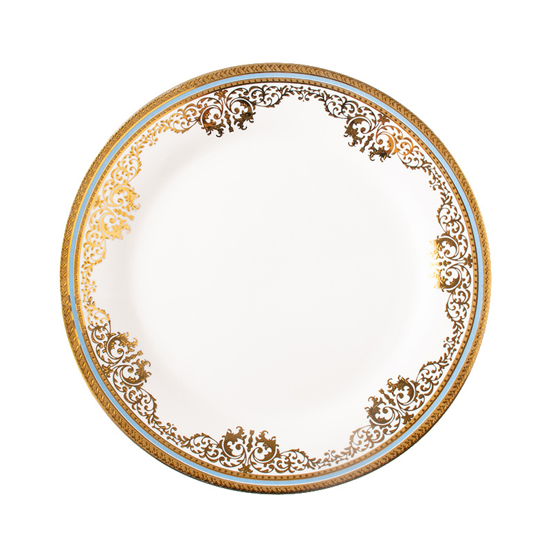 Customized Ceramic Light Luxury Plate Dining Plate Nordic Household Gold Rimmed Tableware Steak Plate Western Cuisine Plate Italian Pasta Dish Plate Dish