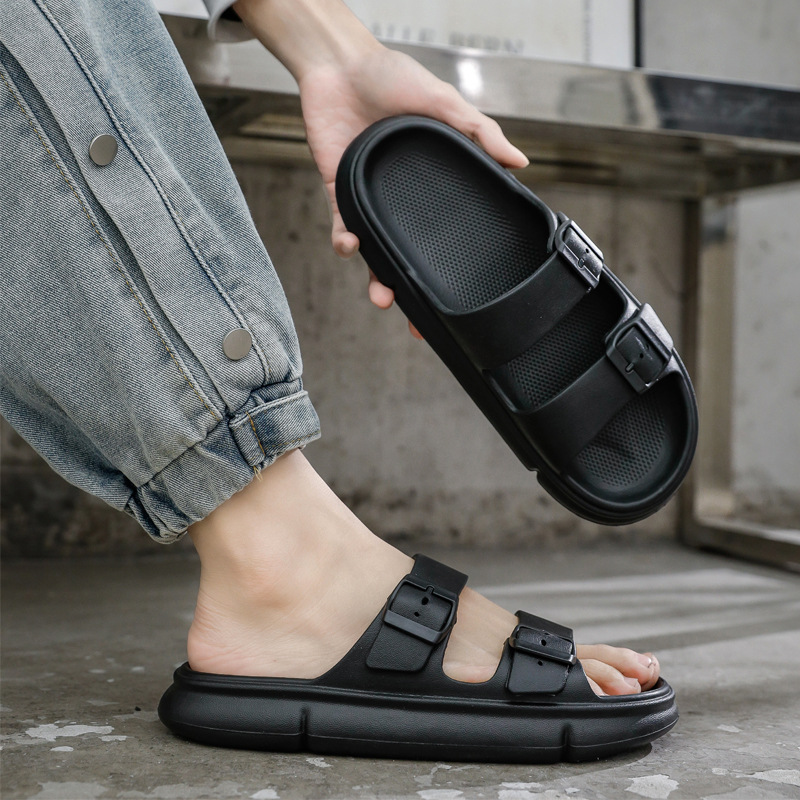 Cross-Border New Arrival Men's Thick Bottom Slip-on Slippers Men's and Women's Summer Outdoor Slippers Home Soft Bottom