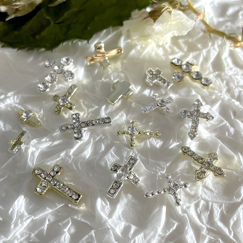 Cross-Border New Product Nail Beauty Alloy Cross Ornament Simple Matching Alloy Cross Fingernail Decoration ZS-1218