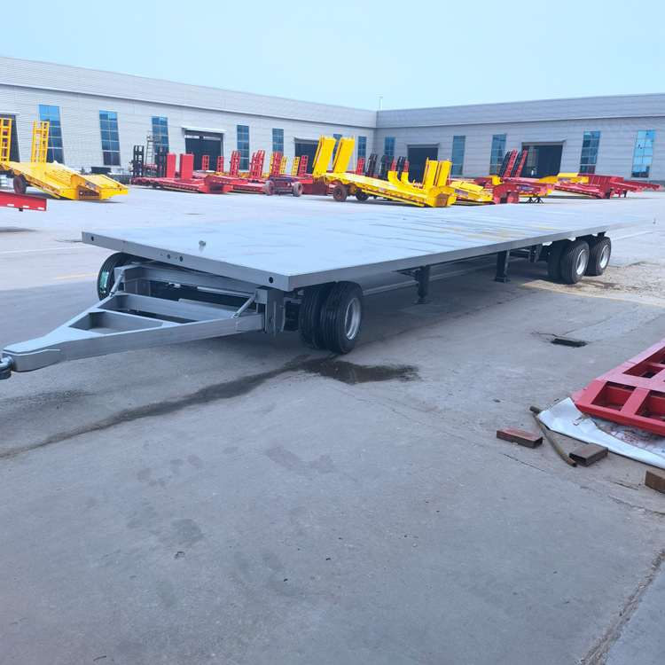 二桥平板全挂车 3轴三轴全挂拖车 农作物秸秆转盘拖车 全挂车平板