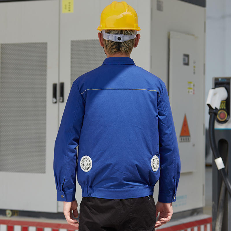 工厂现货工地空调服男智能充电降温风扇服制冷纯棉电焊工作服跨境