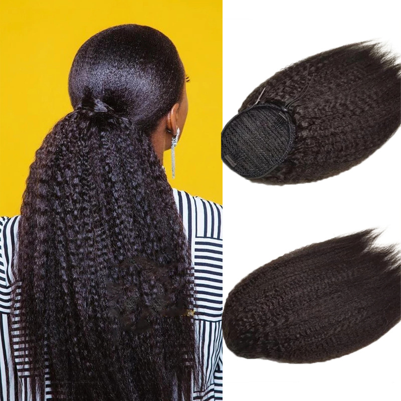 kinky straight玉米须马尾ponytail puff hair afro k