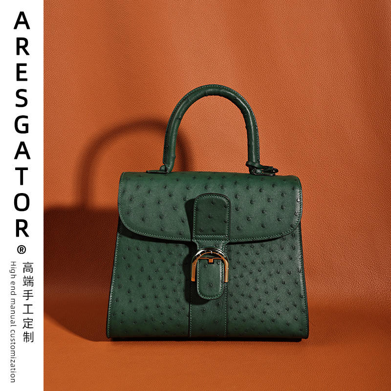 aresgator鸵鸟皮女包德尔沃手工小众高级感斜挎单肩手提真皮女包