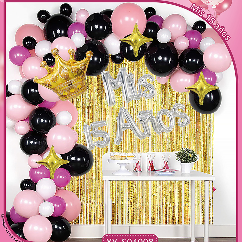 Xiyu 15 Th Birthday Balloon Tinsel Curtain Sequined Letters Aluminum Film Balloon Party Decoration Background Wall Scene Layout