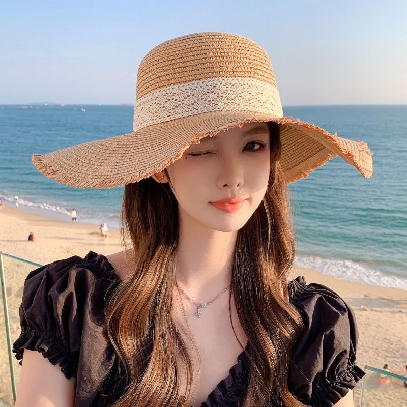 Summer New Hat Female Ribbon Bow Big Brim Straw Hat Outdoor Travel Sun Hat Beach Sun Hat