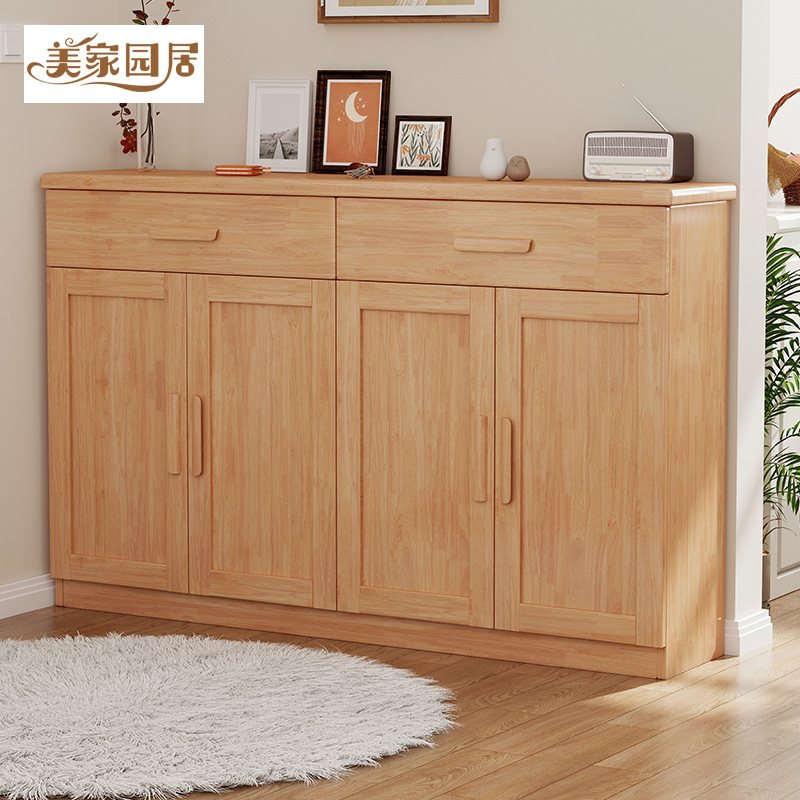 实木鞋柜家用门口大容量收纳柜原木简约现代进门两三四门玄关柜子