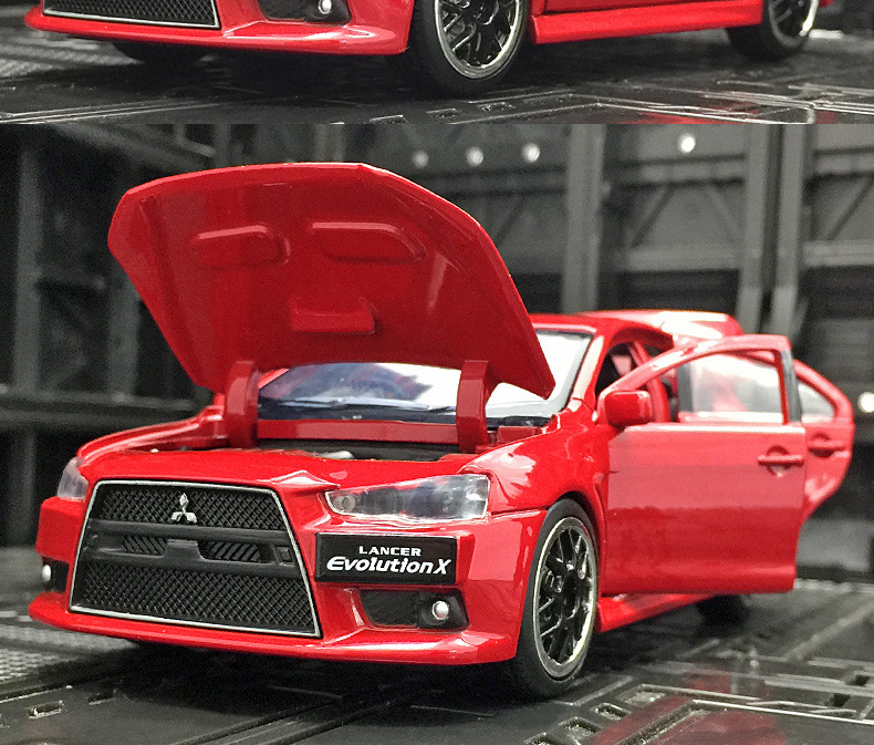 jk823537三菱evo合金跑车模型十代翼神金属声光玩具车汽车摆件男