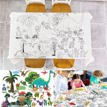 亚马逊外贸新品儿童diy填色桌布手绘涂鸦桌垫校园活动亲子互动礼