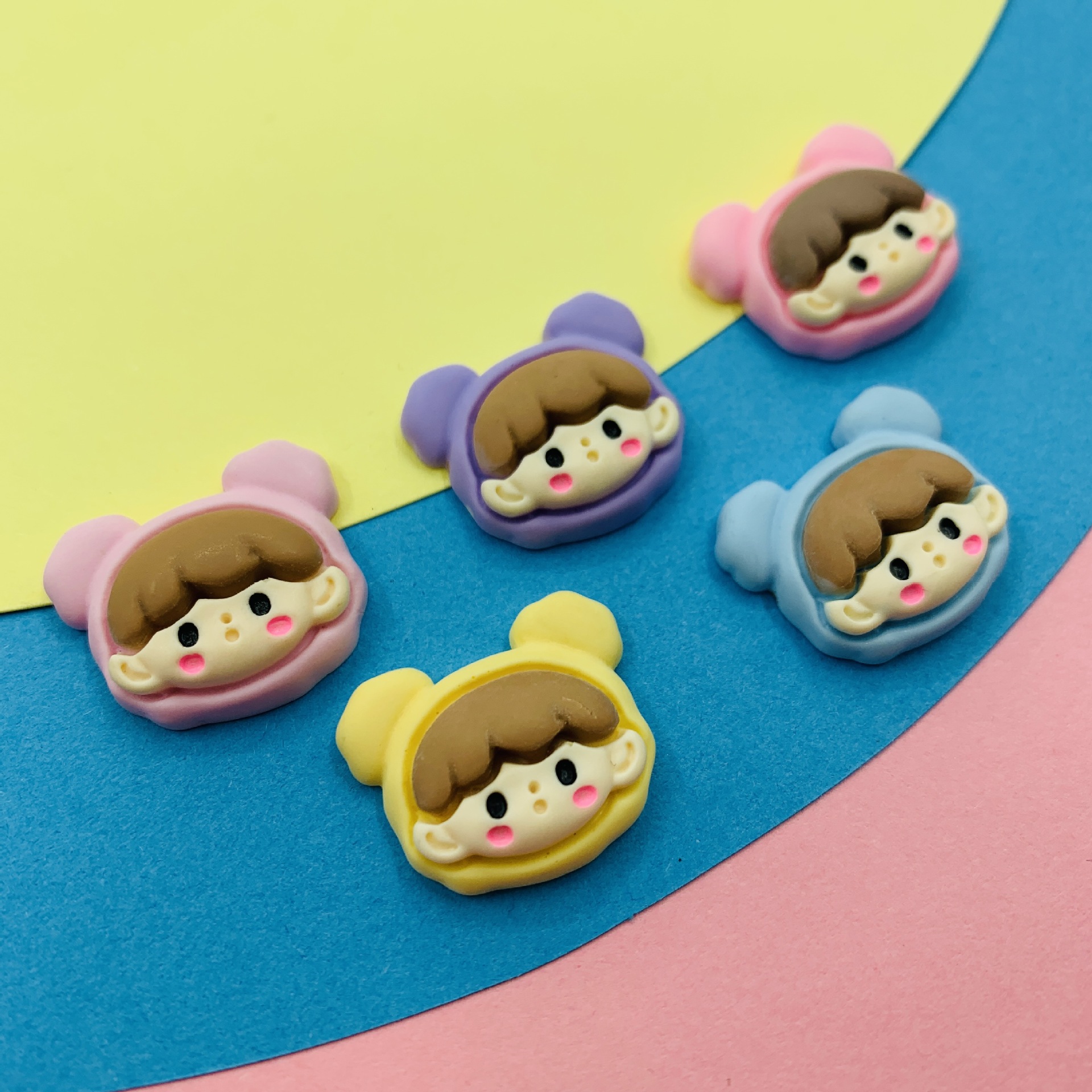 卡通短耳朵卓大王齐刘海小男孩发夹抓夹手机壳diy装饰树脂配件