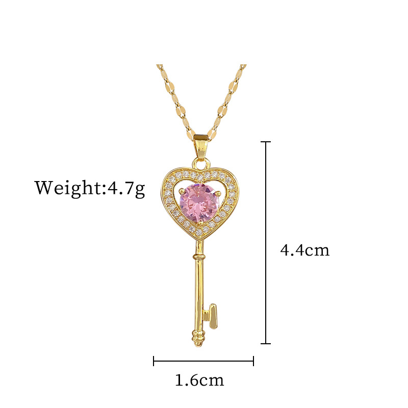 [Titanium Steel] Lucky Necklace Female Copper Micro Inlay Real Gold Electroplated Simple Ins Internet Celebrity Exquisite Clavicle Chain Necklace