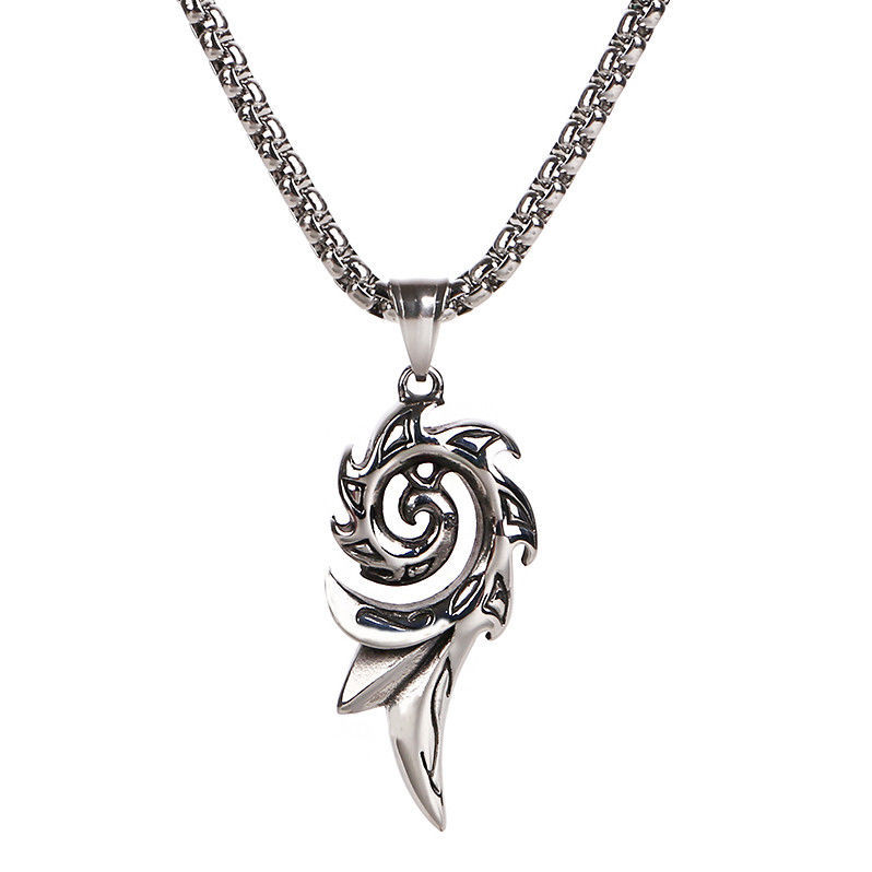 欧美复古火焰钛钢吊坠时尚个性毛衣链挂饰 情侣潮流百搭饰品项链