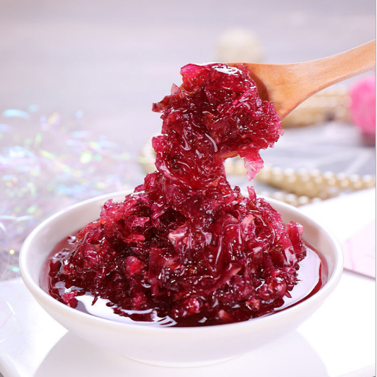 云南玫瑰酱食用玫瑰花酿商品描述储存条件常温适用场景商用生产许可证