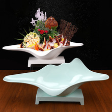 网红密胺海螺盘港式打边炉干冰盘酒店海鲜姿造三文鱼刺身拼盘摆盘