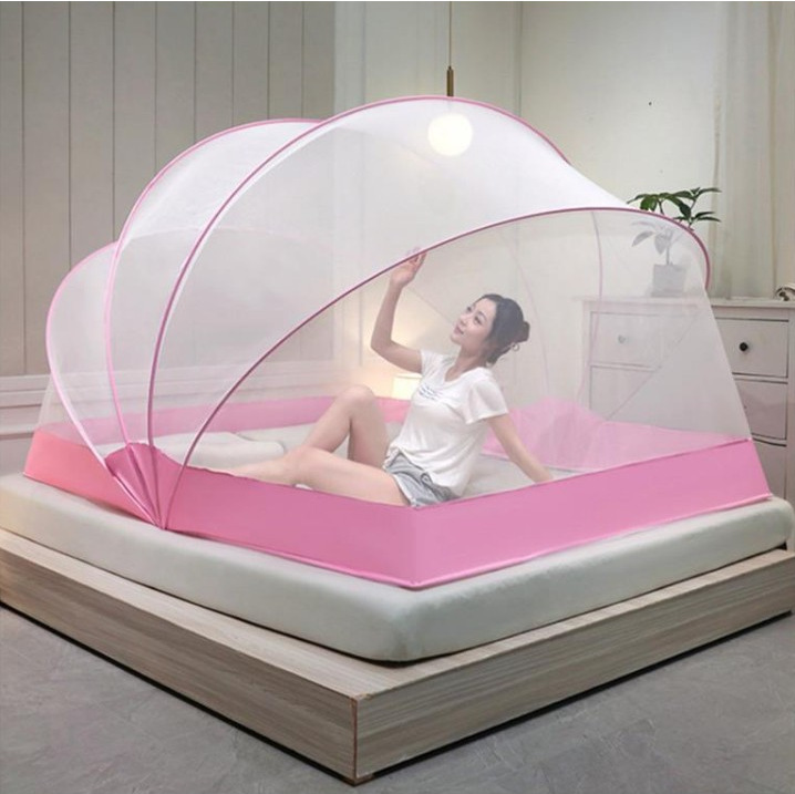High-Profile Figure Folding Mosquito Net Solid Color Installed Mosquito Nets Foldable Storage Convenient Mosquito Net Single Double