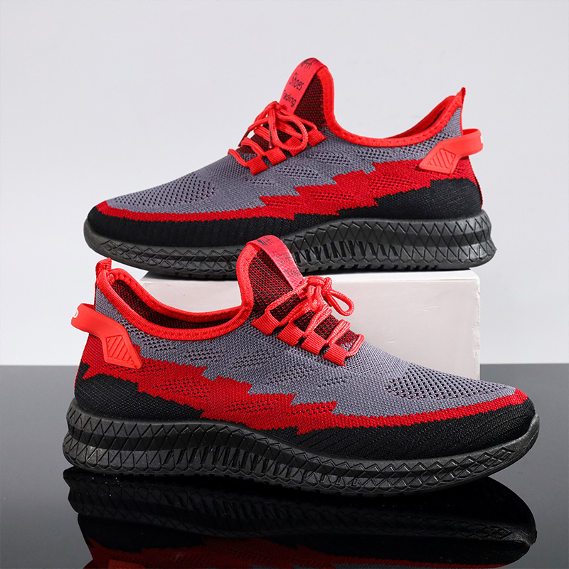 Cross-Border New Arrival Casual Men's Shoes Breathable Flying Woven Wild Running Sports Shoes Men's Trendy Comfortable Factory Wholesale