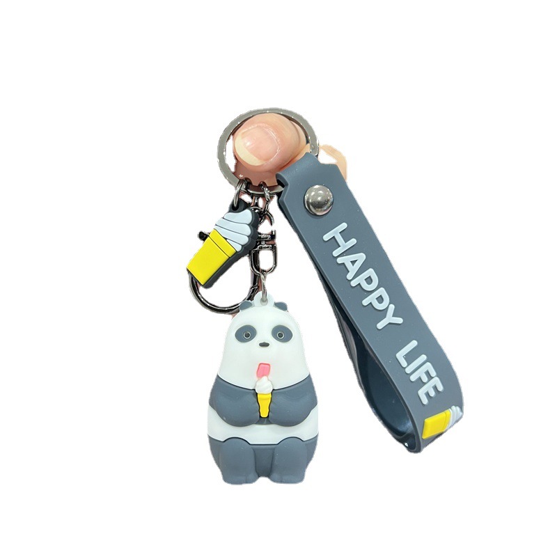 Creative Cartoon Greedy Bear Keychain Cute Bear Foodie Bear Key Chain Men's and Women's Bags Ornament Gifts Wholesale