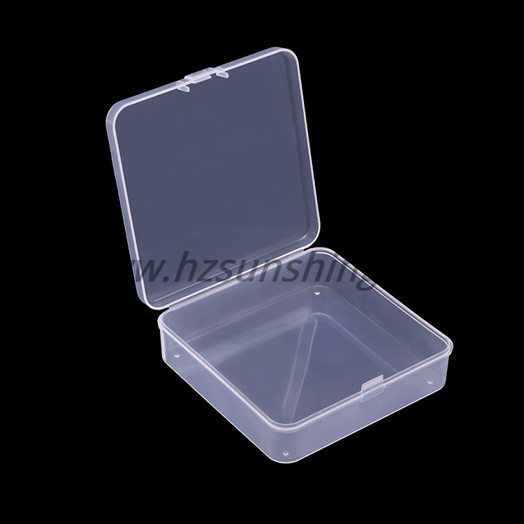新诚正方形空白储存盒透明注塑pp盒连体翻盖收纳盒学生文具pp盒