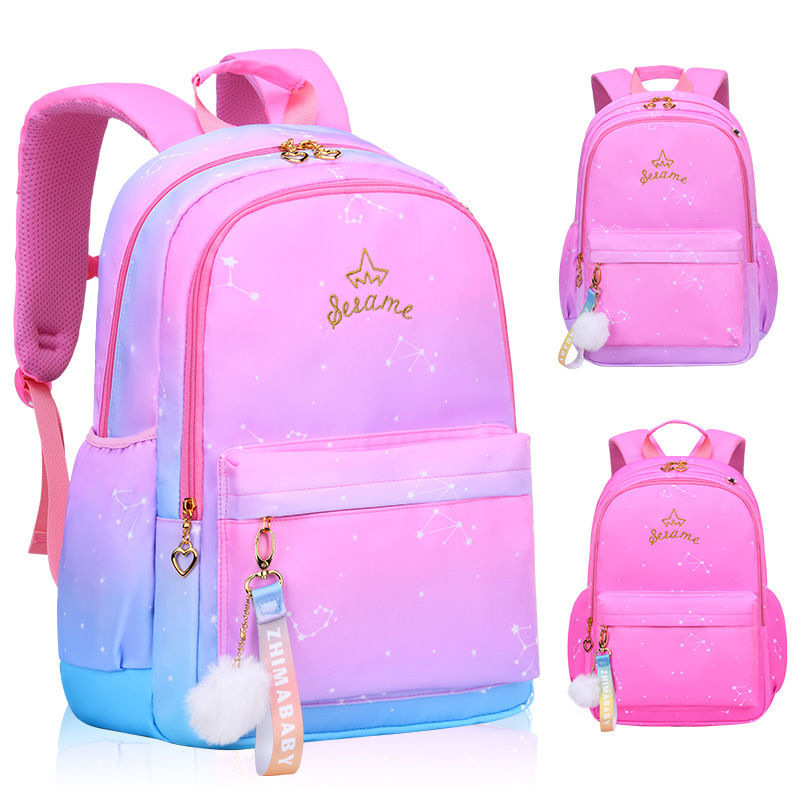 Elementary School Student Gradient Schoolbag Girl Grade 1 to Grade 6 Children Cute Offload Lightweight Spine-Protective Princess Backpack