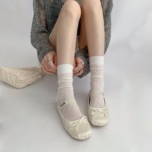 夜间教习室白色中筒袜女夏季薄款长筒堆堆袜灰色袜子及膝jk小腿袜
