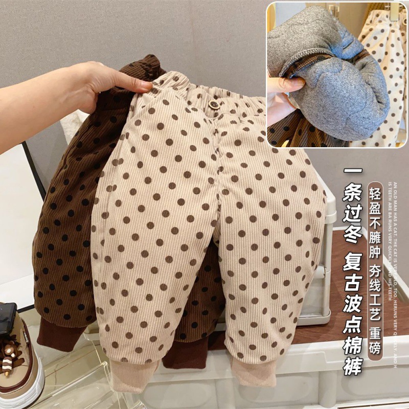 女童裤子秋冬季洋气加绒厚儿童运动卫裤宝宝长裤外穿夹棉保暖棉裤