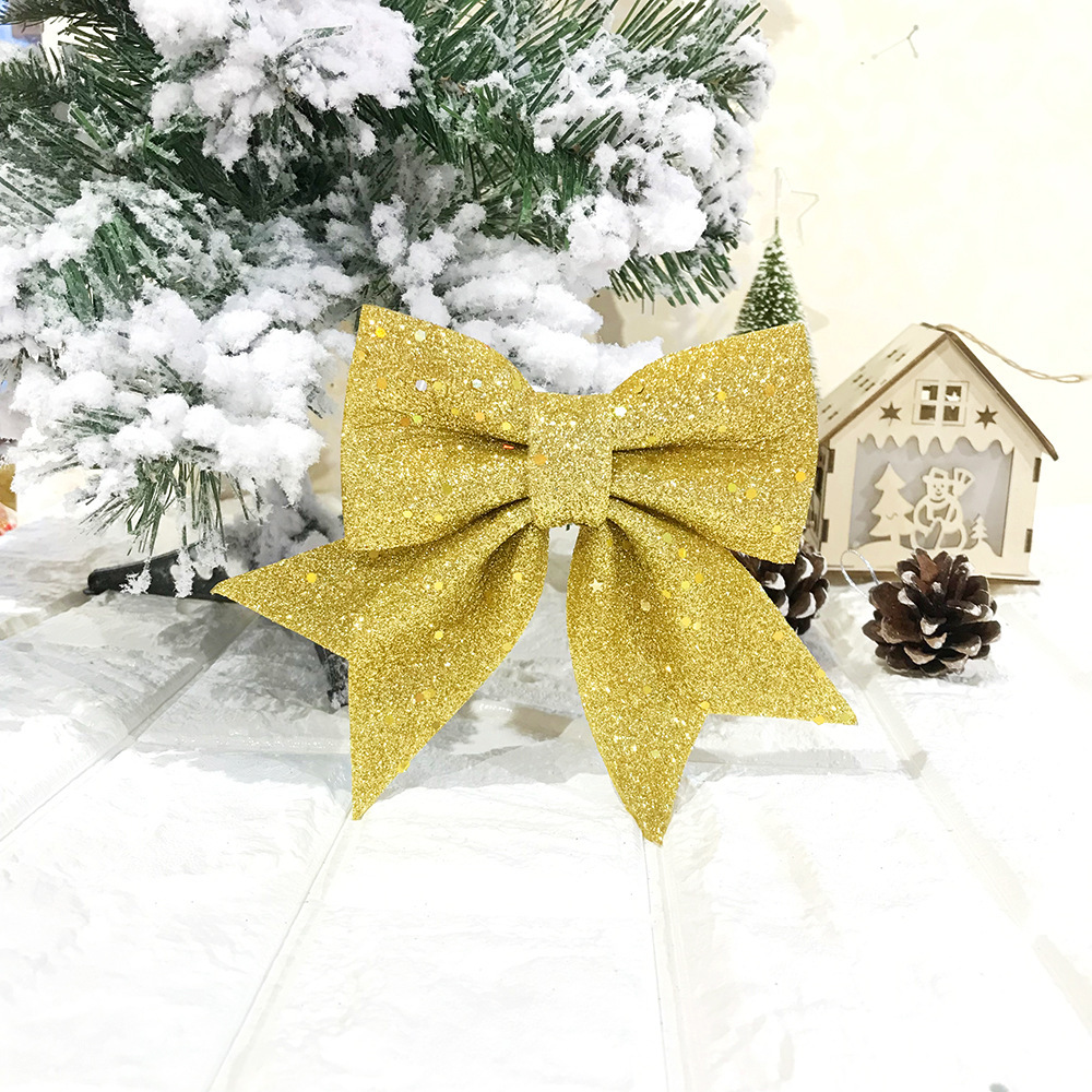 Christmas Bowknot Pearl Cotton Gold Powder Bow Christmas Tree Decoration Pendant Hotel Mall Ktv Decoration Supplies