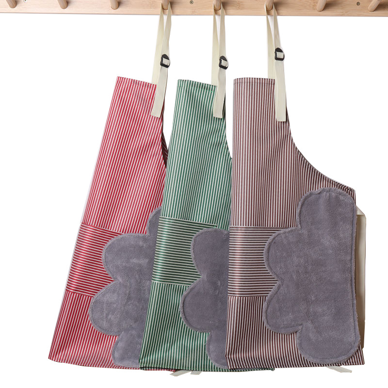 围裙批发时尚条纹牛津布加厚厨房餐厅防水防油污擦手围裙加工定制