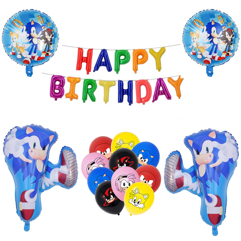 Amazon New Sonic Hedgehog Shape Sonic the Hedgehog Sonic Birthday Party Suit Aluminum Balloon