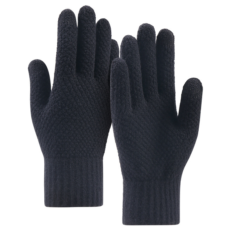 Touch Screen Gloves Autumn and Winter New Cold-Proof Warm Velvet Padded Thickened Men's and Women's Knitted Gloves Cross-Border