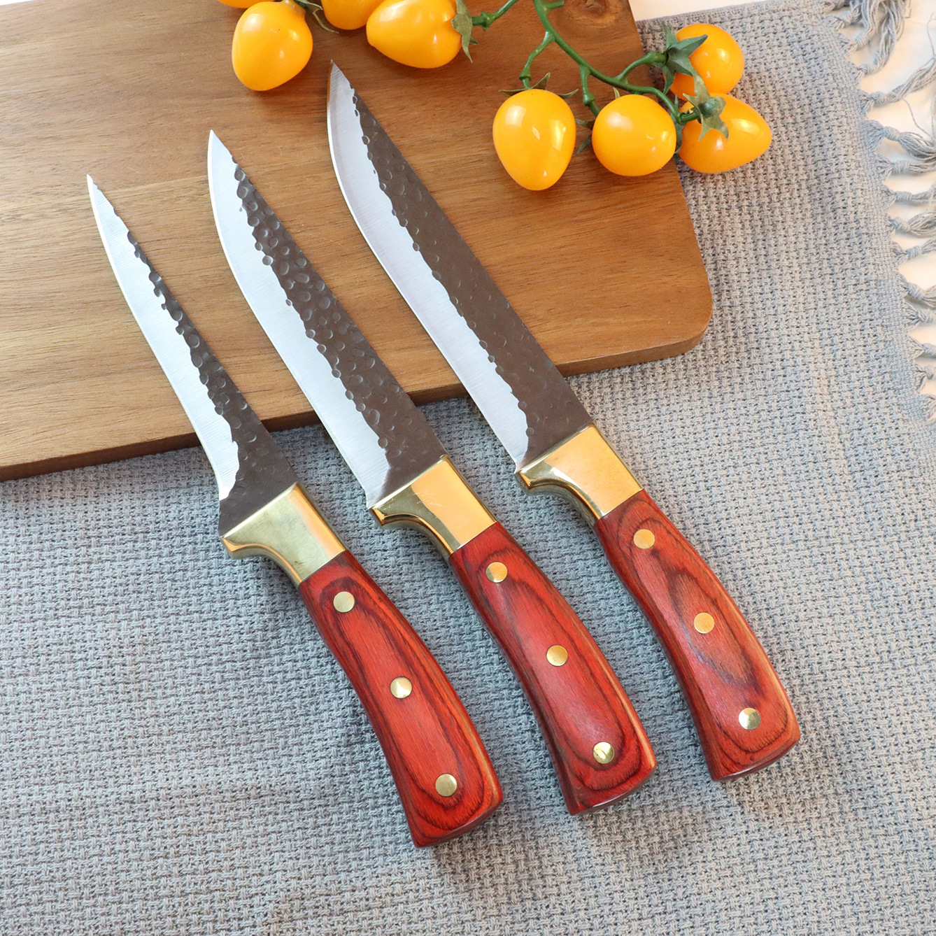 新款手工锻打锤纹剔骨刀切肉刀分割刀杀猪专用刀口条刀铜头屠宰刀