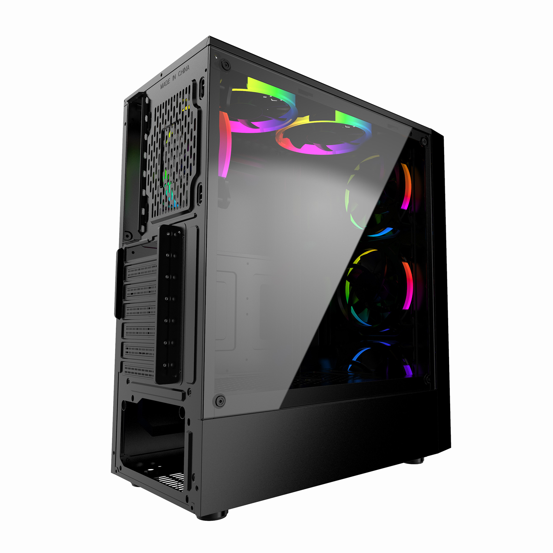 xyzcase台式电脑机箱rgb灯条全侧透明水冷atx主机机箱跨境代发