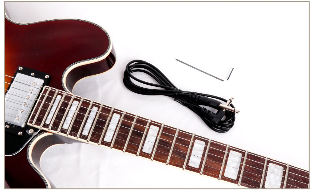 工厂直营 22品爵士双摇电吉他 椴木虎纹贴皮电吉他 可贴牌定制