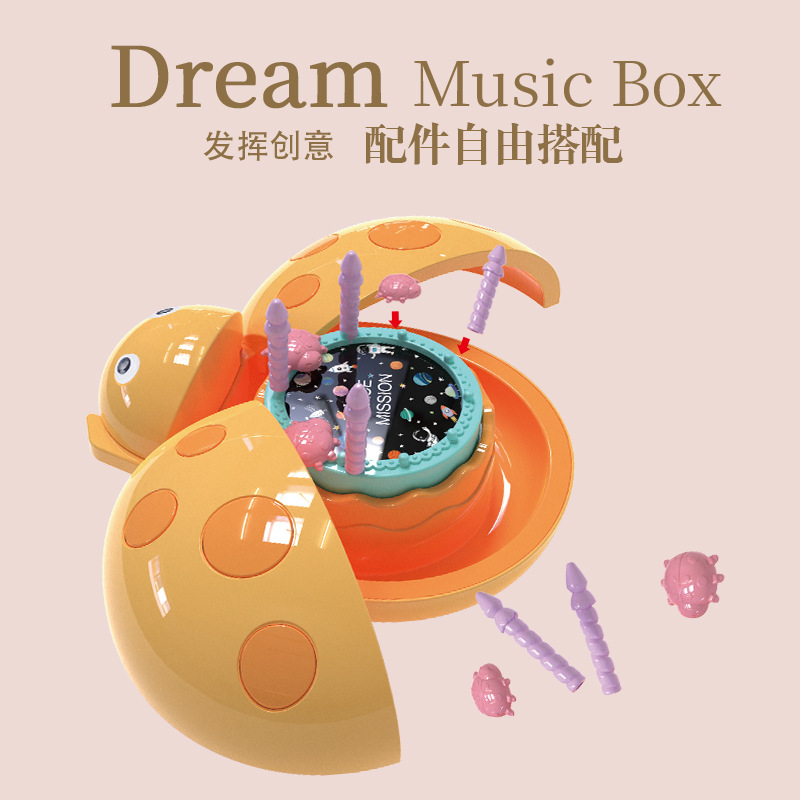 Ladybug Light Rotating Music Box Children's Day Birthday Small Gift Home Desktop Decoration Jewelry Box Music Box