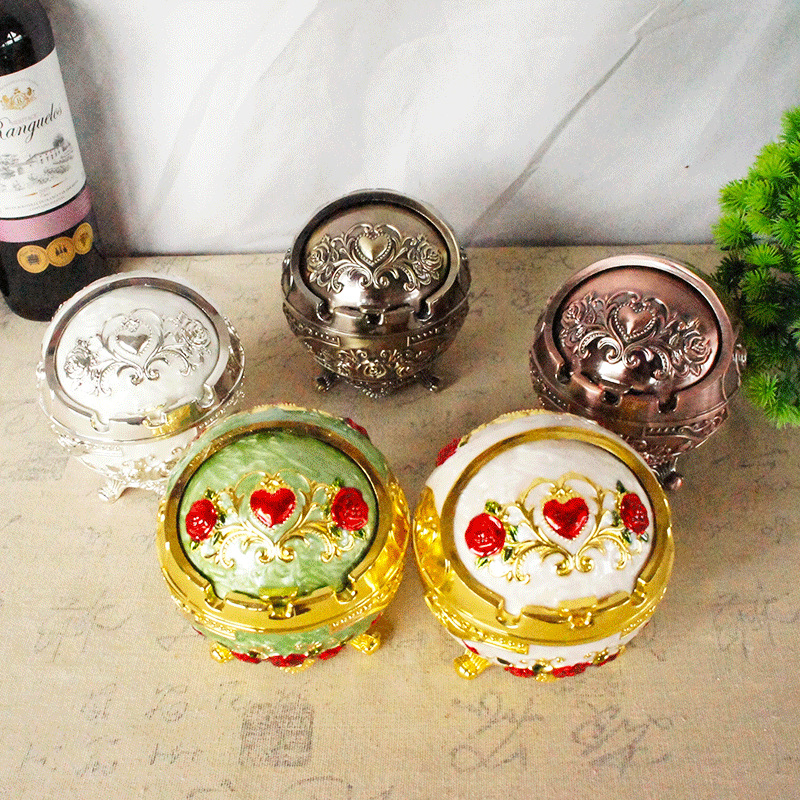 Tripod Spherical Rose Ashtray Exported to Russia Arab Wholesale Ornaments Alloy Metal Crafts