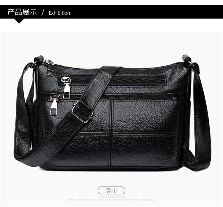 Customized Bag Women's New Fashion Shoulder Bag Soft Leather Litchi Pattern Embossed Messenger Bag Multi-Layer Large Capacity Mom Bag