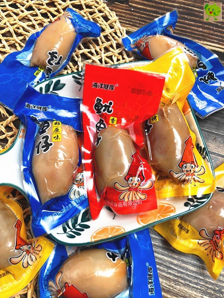 子乌鱼带籽鱿鱼仔零食小包装即食网红食品海鲜零食炭烧鱿鱼仔500g