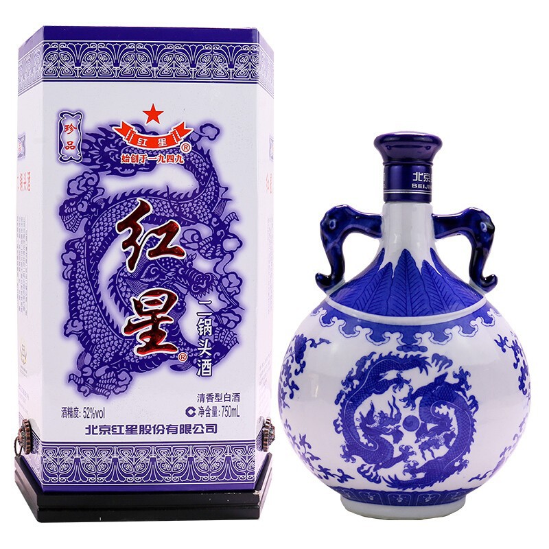 红星二锅头 珍品青花瓷 52度清香型红星青花瓷750ml 单瓶装-阿里巴巴