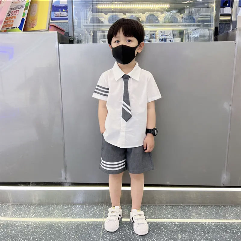 儿童套装jk学院风2022新款男童夏季中小儿童装时髦男孩夏天短袖潮