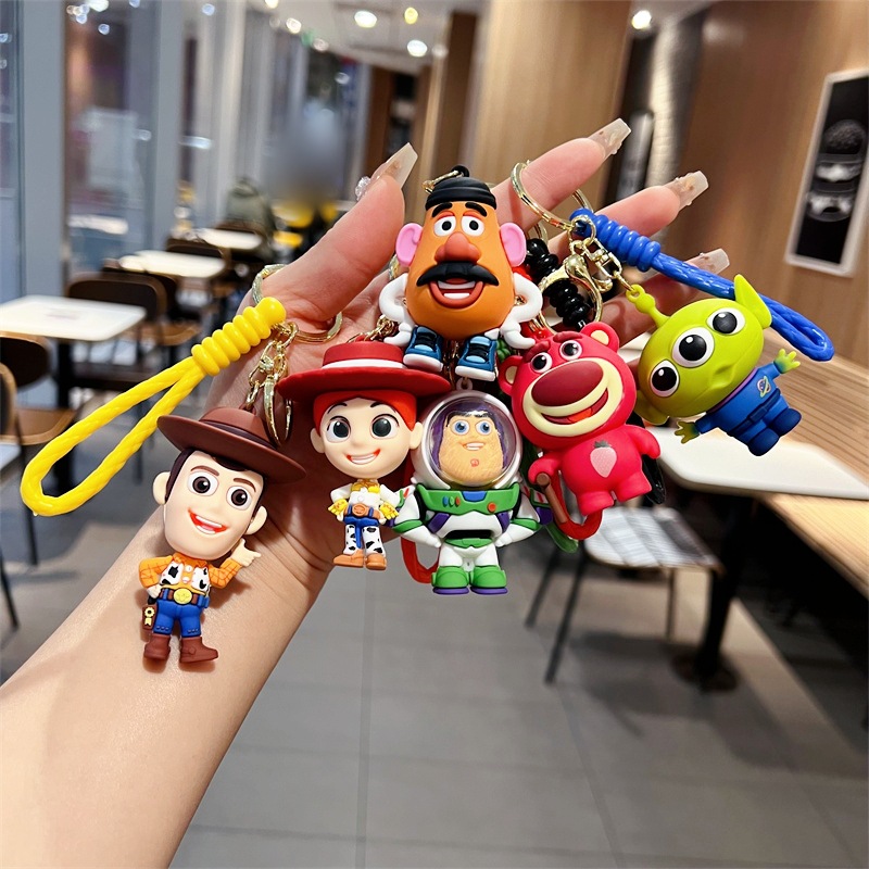 Creative Cartoon Toy Story Keychain Cute Hudi Buzz Lightyear Three-Eyed Alien Key Chain Men and Women's Pendants