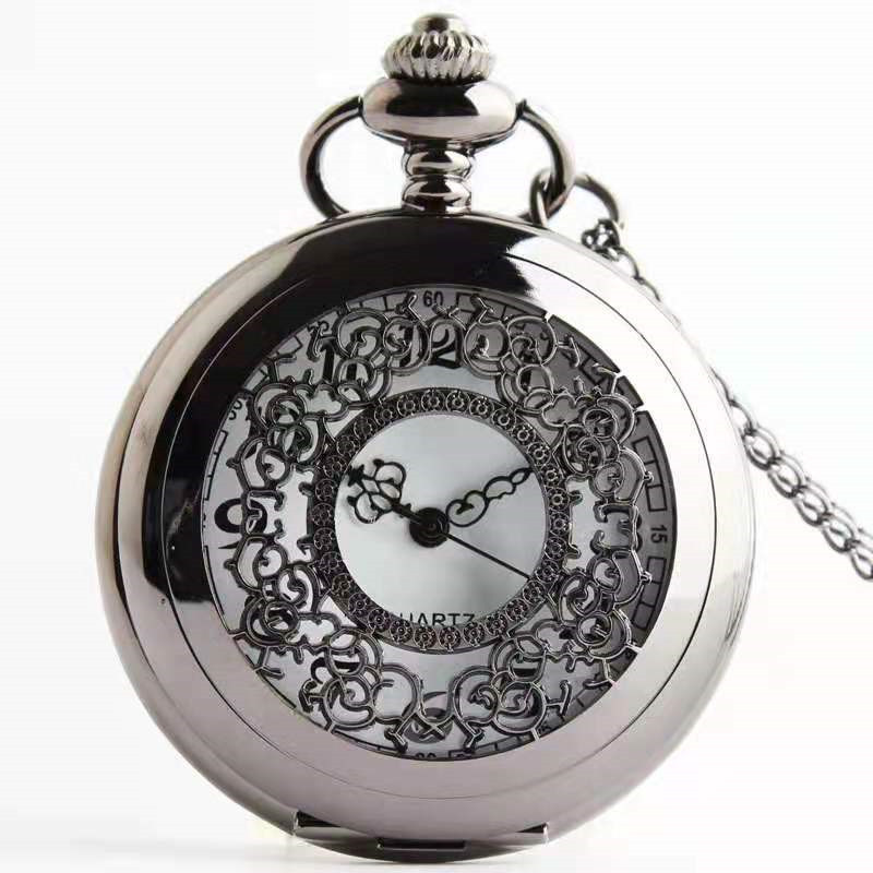 Factory in Stock Carved Hollow Retro Watch Men's Fashion Necklace Ornament Quartz Watch Pocket Watch Flip Large Pocket Watch