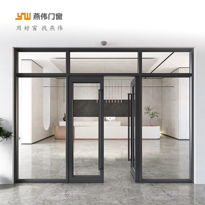 燕伟门窗100系列电动地弹门铝合金断桥门商场饭店电动门-阿里巴巴